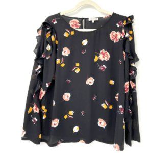 1.State Women Black Floral Top